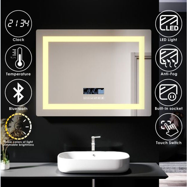 Isıtmalı Aydınlatmalı LED Banyo Aynası Bluetoothlu 600*800 700*900 750*1000